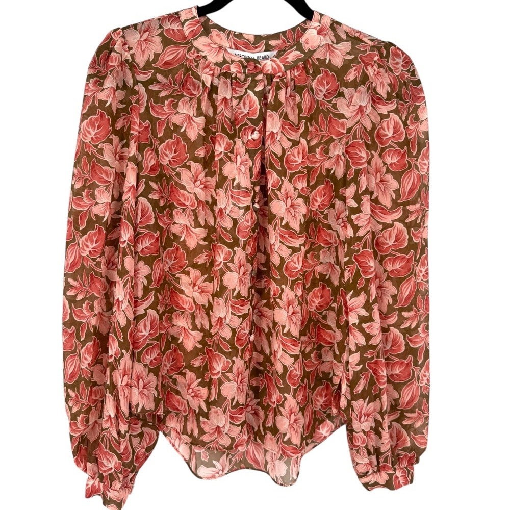 NWOT Veronica Beard Ashlynn Silk Floral Blouse Top Deep Ochre Multi Size 6 - Picture 6 of 16
